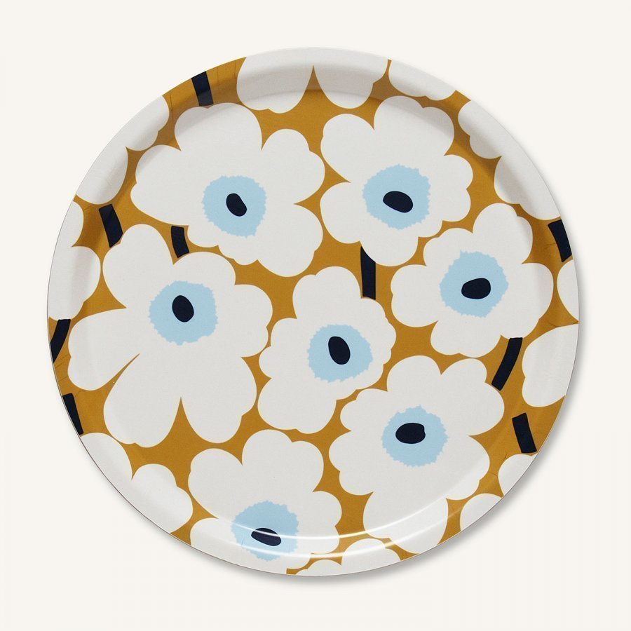 Marimekko Mini Unikko Tarjotin Beige / Off White / Sininen Ø31 Cm -  Keittiö